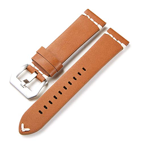 Vintage Leder Uhrenarmbänder Strap 18-24Mm Männer Frauen Lederband Uhren Zubehör Brown (Silber), 20mm von Cycat