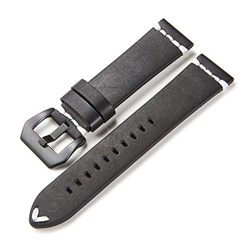 Vintage Leder Uhrenarmbänder Strap 18-24Mm Männer Frauen Lederband Uhren Zubehör Schwarz Schwarz, 20mm von Cycat