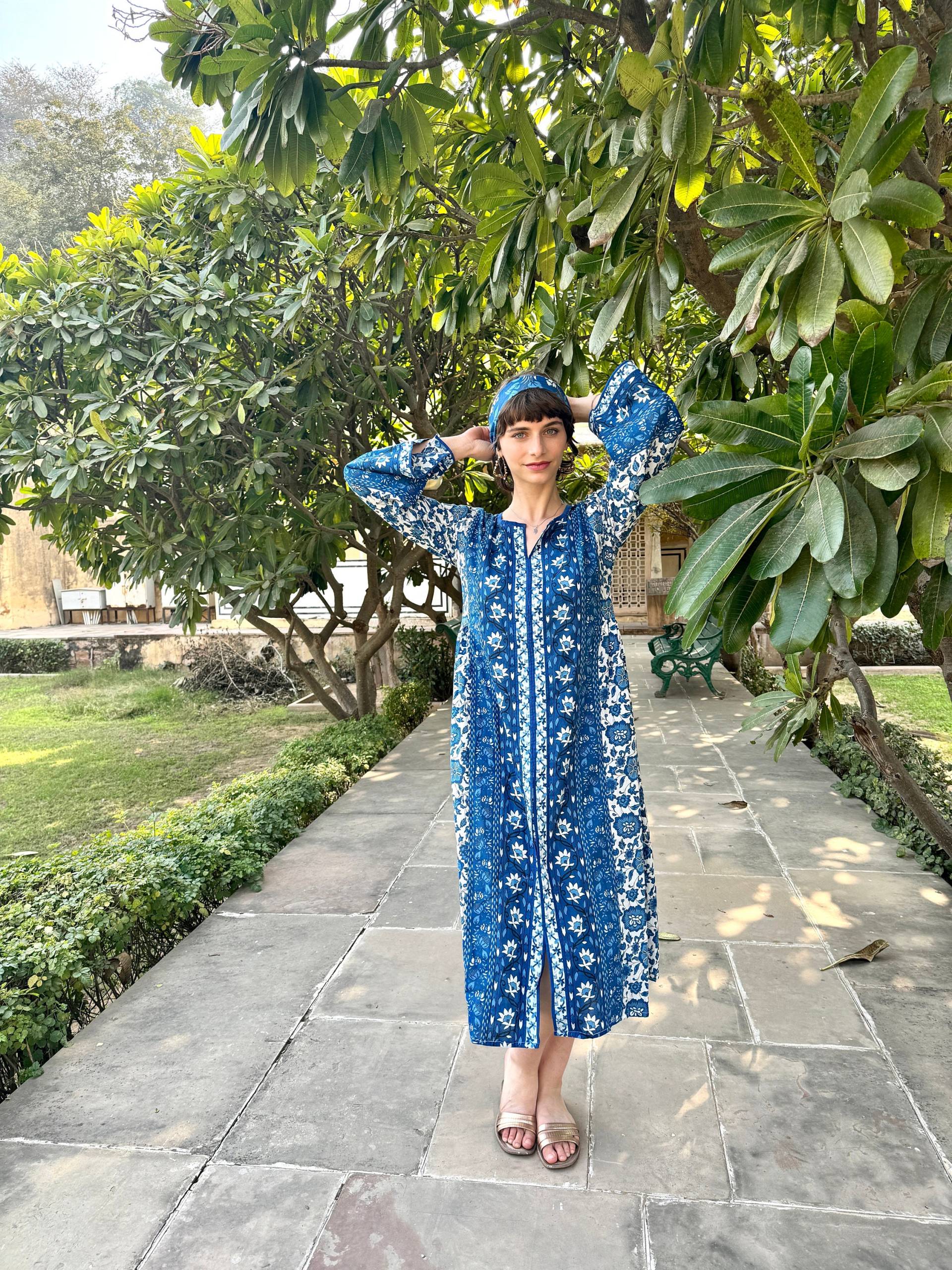 Block Print Kleid, Damen Baumwollkleid Sommerkleid Damen, Blumenkleid Boho Strandkleid, Urlaubskleid, Kleid von CyclamenIndia