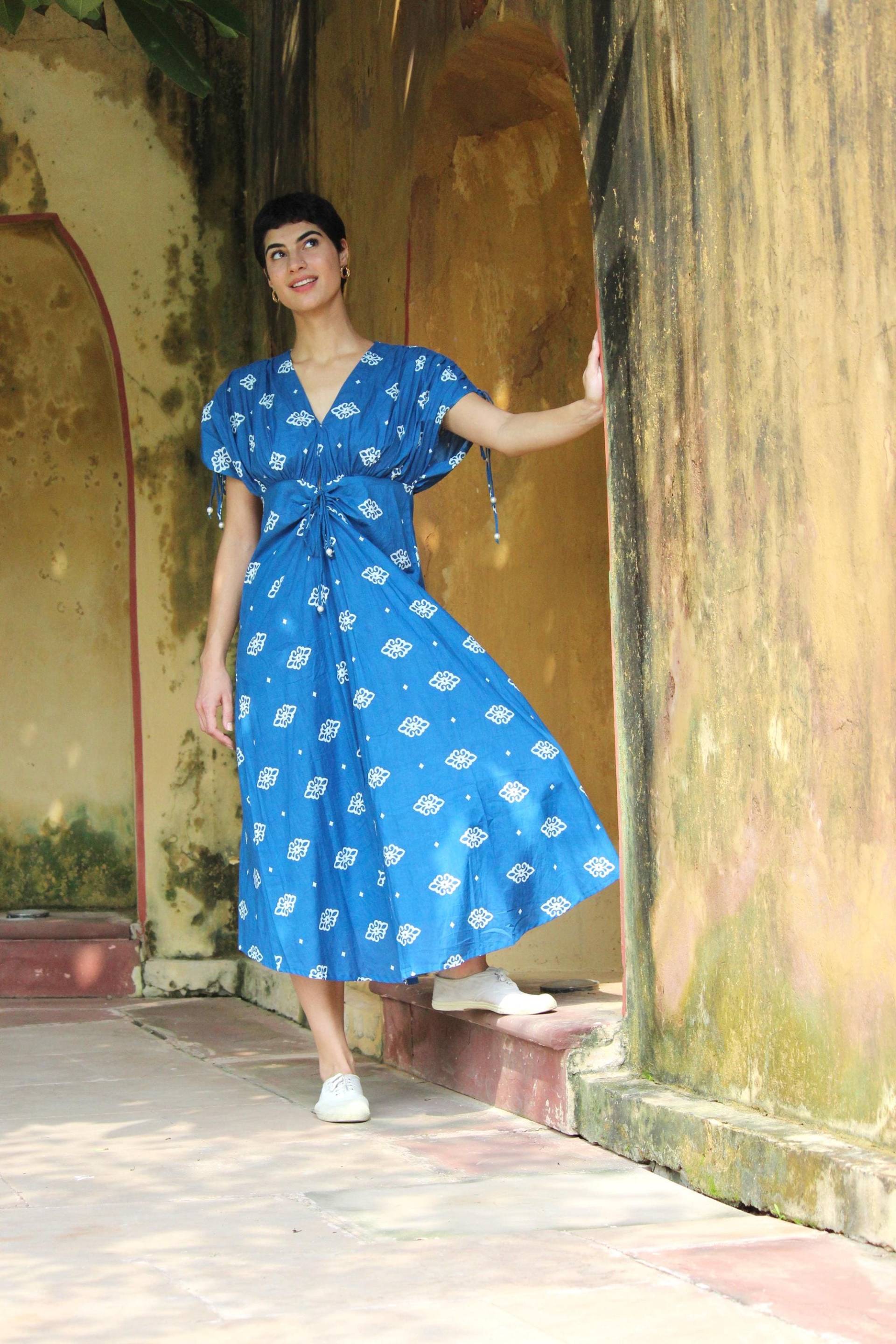 Block Print Kleid, Damen Baumwollkleid Sommerkleid Damen, Blumenkleid Boho Strandkleid, Urlaubskleid, Kleid von CyclamenIndia