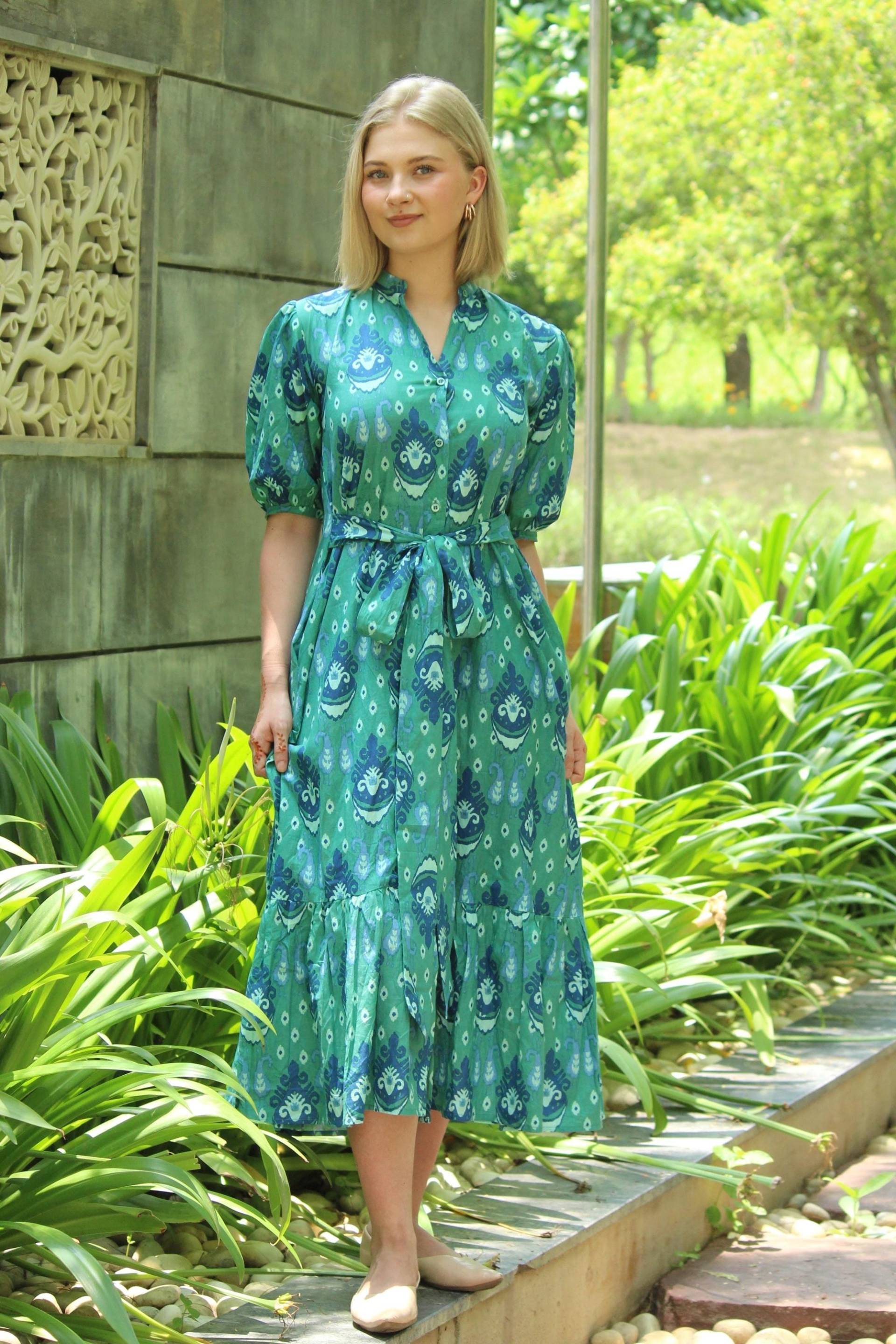 Block Print Kleid, Damen Baumwollkleid Sommerkleid Damen, Blumenkleid Boho Strandkleid, Urlaubskleid, Kleid von CyclamenIndia