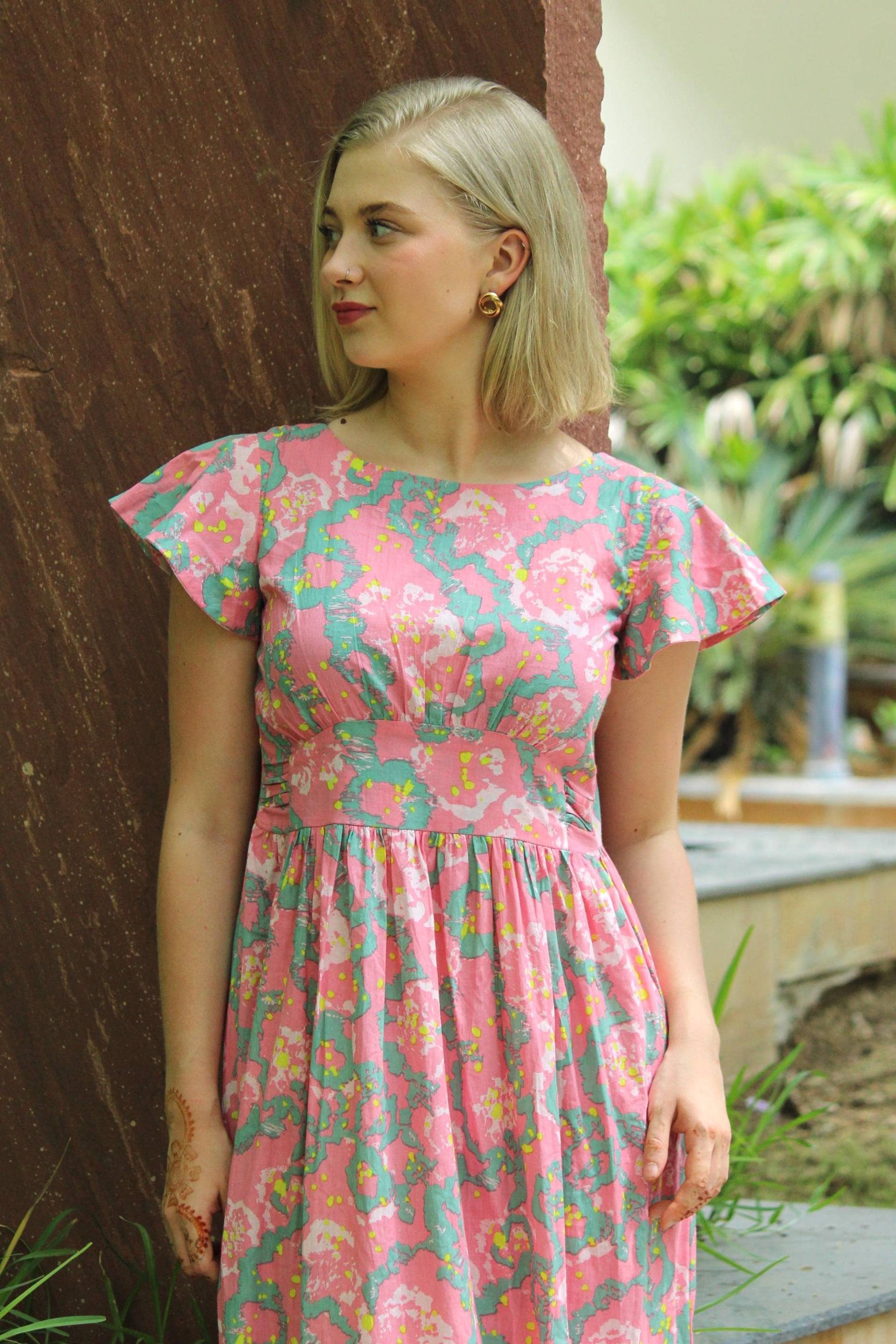 Block Print Kleid, Damen Baumwollkleid Sommerkleid Damen, Blumenkleid Boho Strandkleid, Urlaubskleid, Kleid von CyclamenIndia