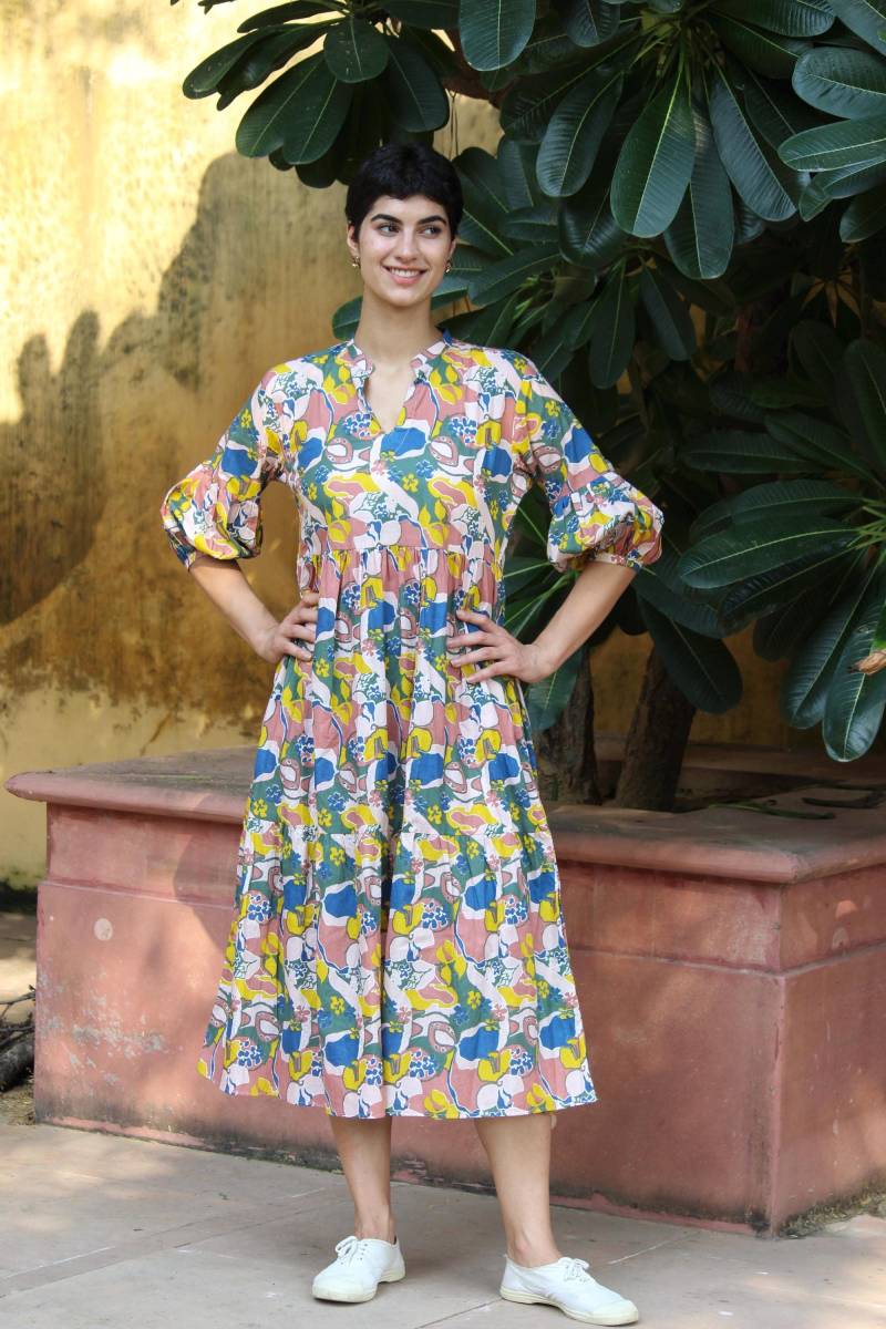 Block Print Kleid, Damen Baumwollkleid Sommerkleid Damen, Blumenkleid Boho Strandkleid, Urlaubskleid, Kleid von CyclamenIndia