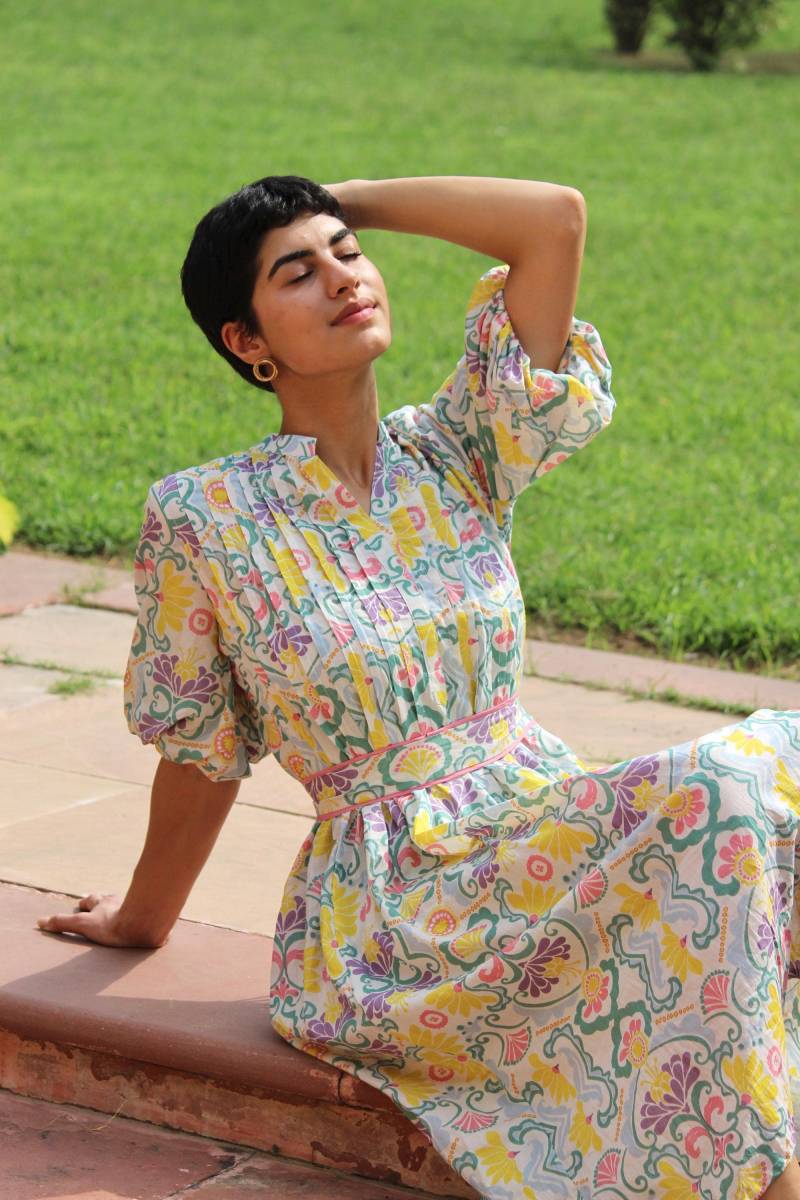 Block Print Kleid, Frauen Kleid Frauen, Baumwollkleid Sommerkleid Geblümtes Frauenkleider Für Den Sommer, Kleider von CyclamenIndia