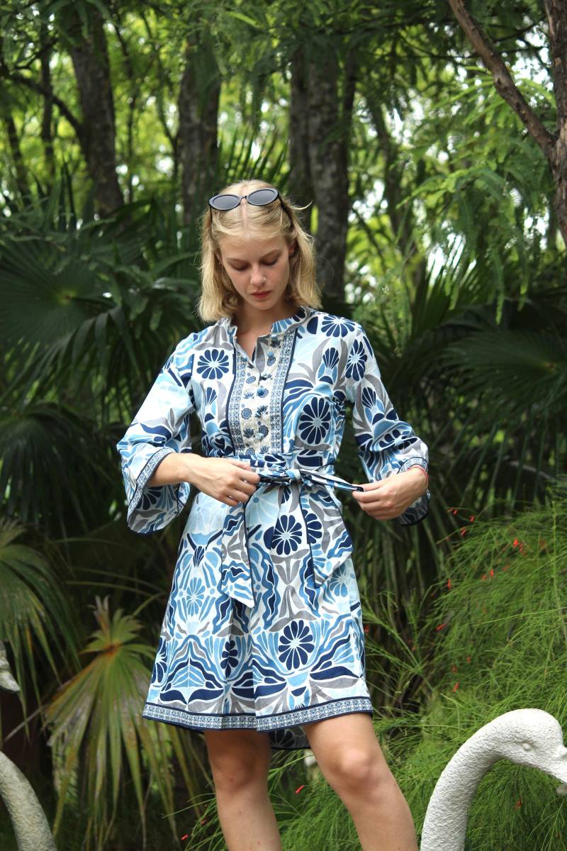 Block-Print-Kleid, Minikleid Frauen, Sommer-Baumwollkleid, Baumwollkleider Für Bedruckte Kleider, Kurzes Kleid, Sommerkleid von CyclamenIndia