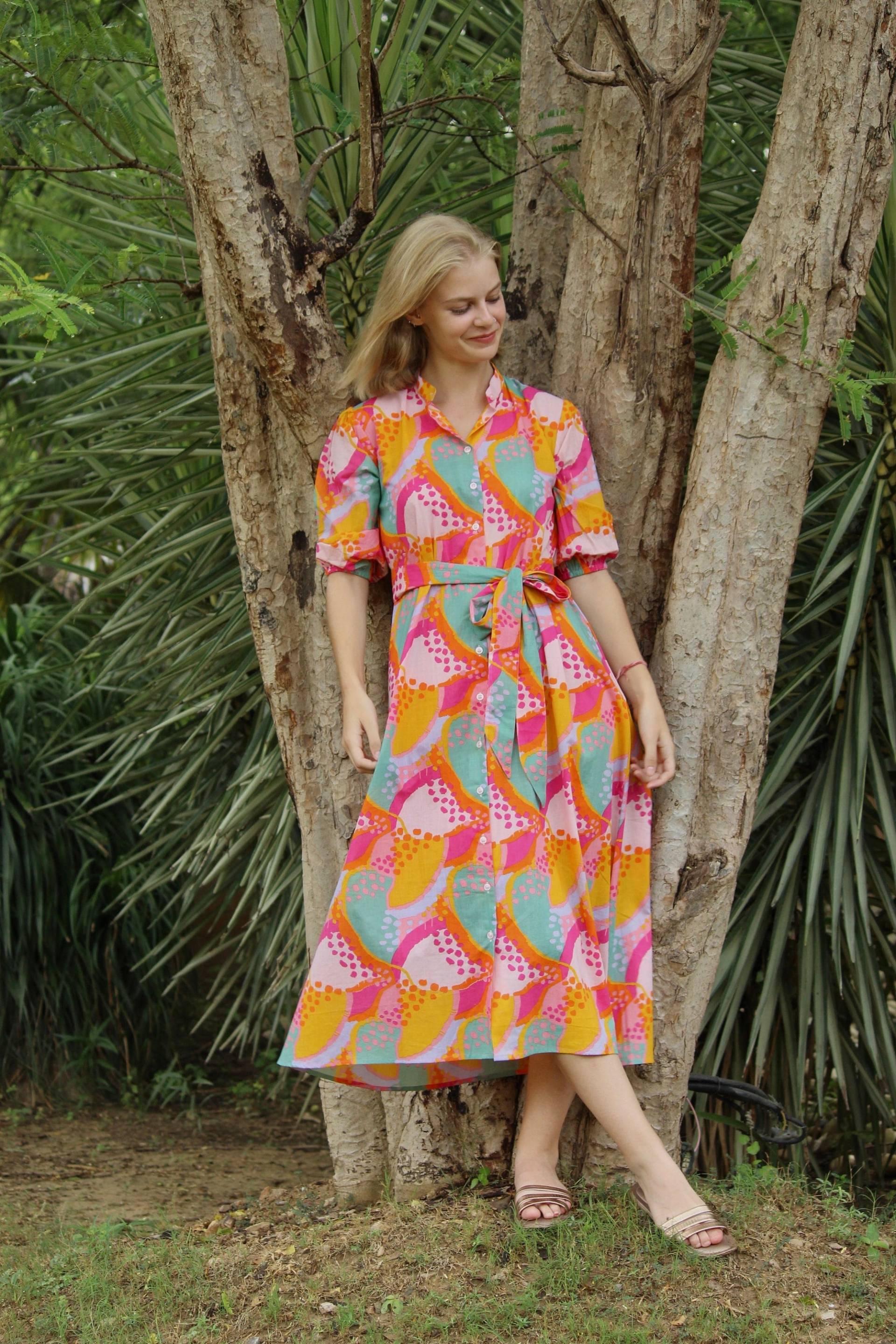 Boho Kleid Sommer, Kleid, Hand Block Print Midi Frauen, Shirt Für Sommerkleider, Buntes von CyclamenIndia
