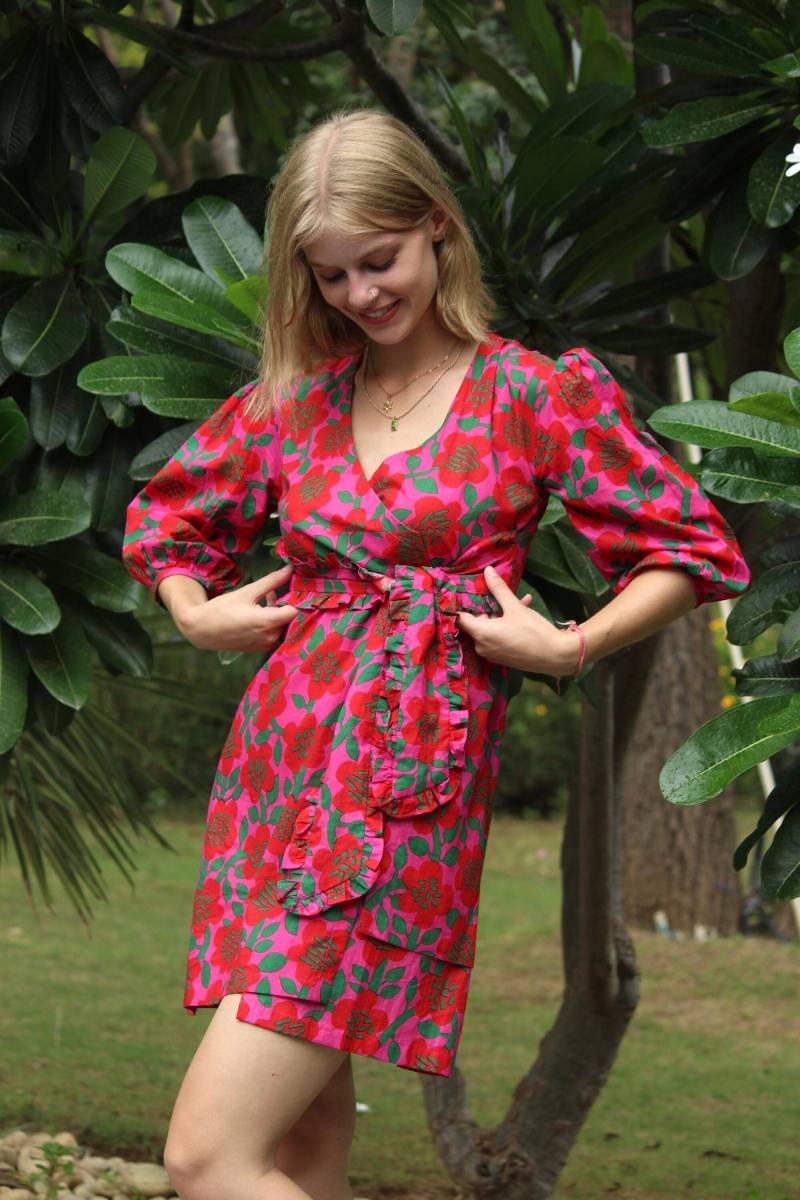 Boho Mini Kleid, Strandkleid Frauen, Sommer-Baumwollkleid, Baumwollkleider Für Bedruckte Kleider, Kurzes Sommerkleid von CyclamenIndia