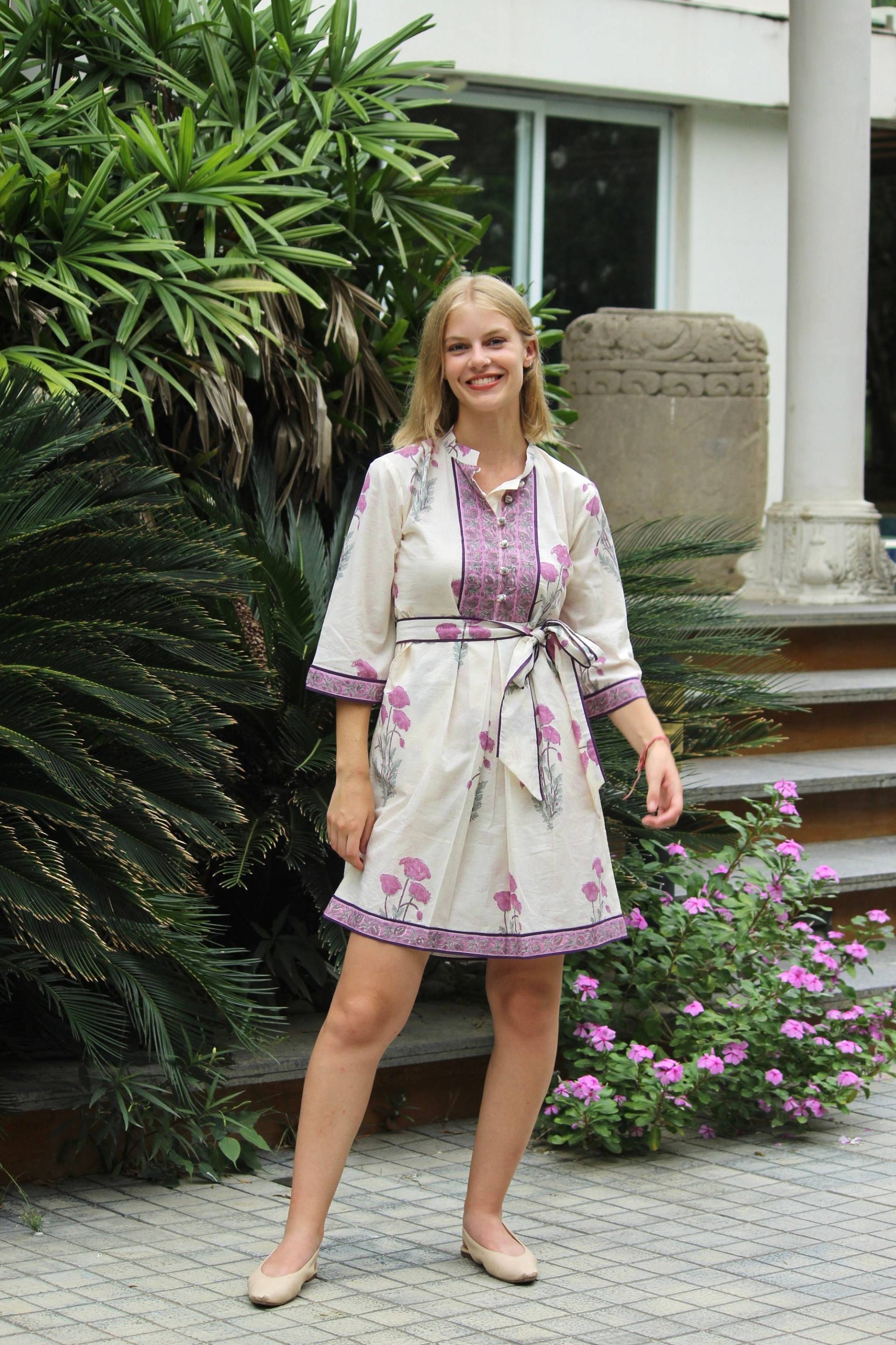 Hand Block Print Kleid, Minikleid, Frauen, Sommer Baumwollkleid, Baumwollkleider Für Gedruckte Kleider, Kurzes Sommerkleid von CyclamenIndia