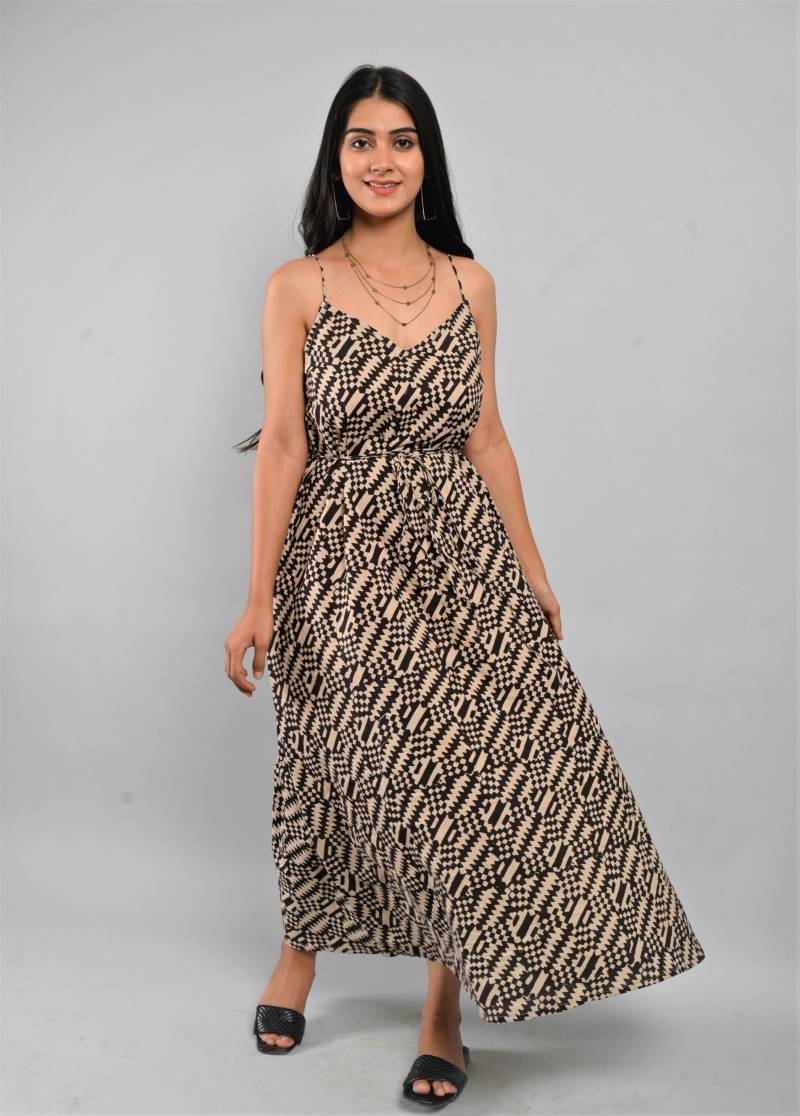 Hand Block Print Kleid | Boho Kleider Für Frauen Sommer, Baumwollkleid Langes Maxi , Ärmelloses Schwarzes von CyclamenIndia