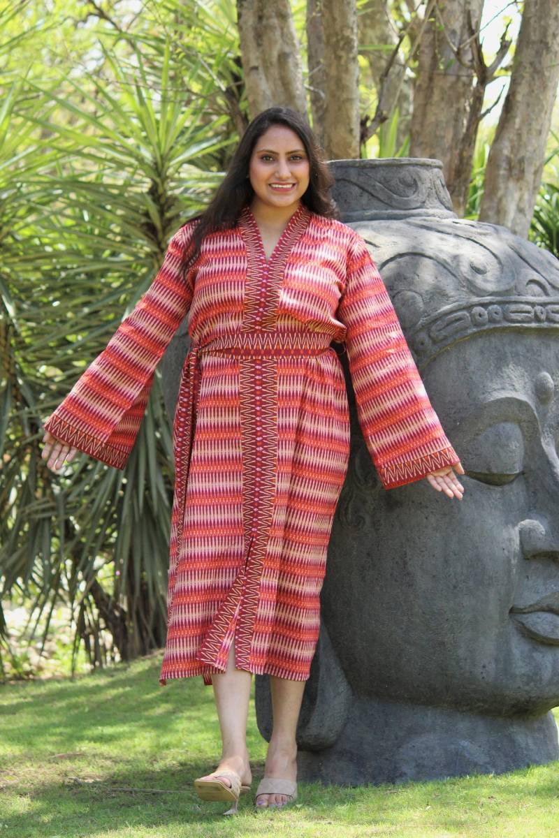 Sommer Midikleid Mit Gürtel, Loose Fit Kleid, Kaftan Aus Baumwolle, Bohemain Boho von CyclamenIndia