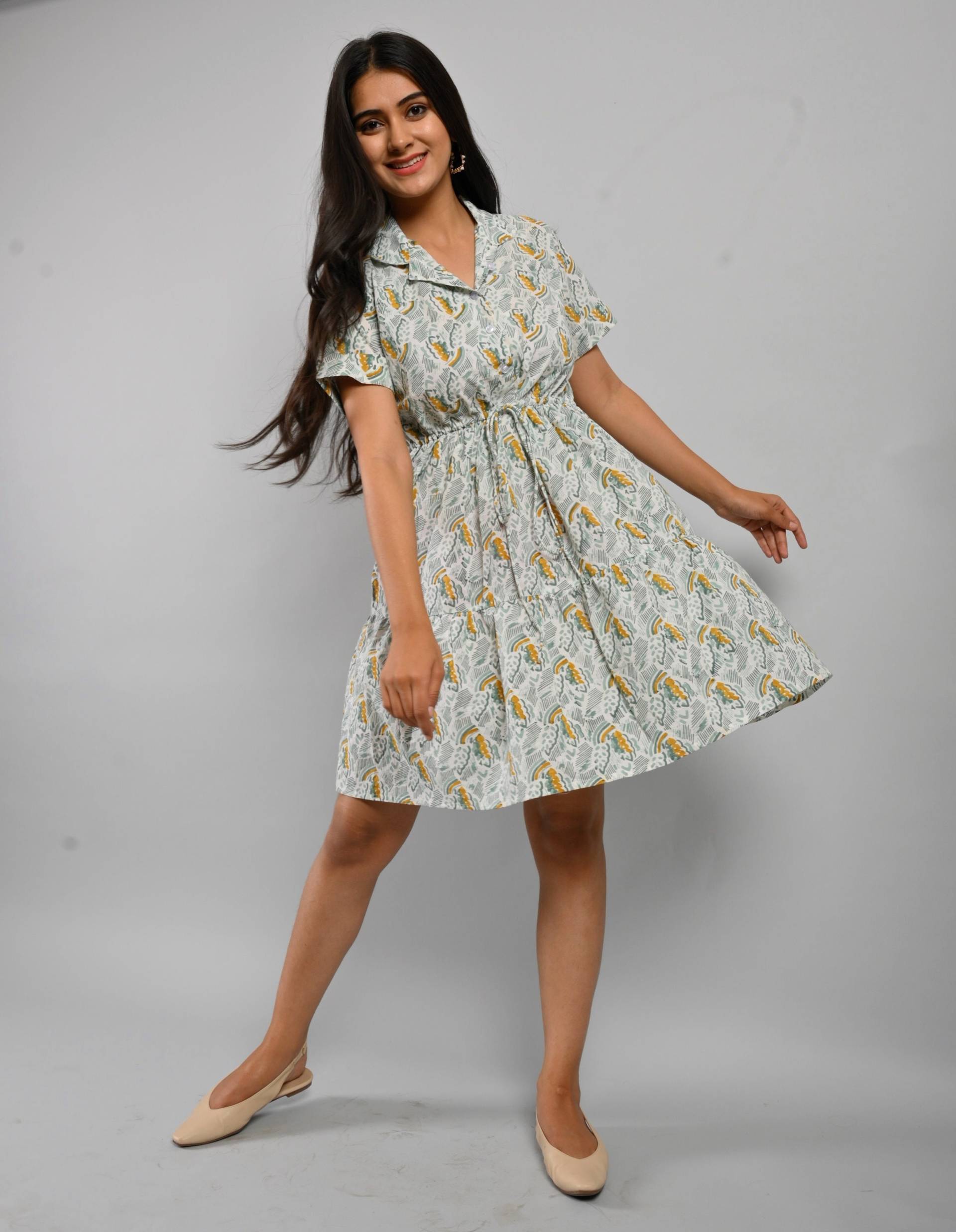 Zyklam Baumwolle Shirt Kleid, Midi Langarm Kleid Mit Taschen, Hand Block Print India Boho Für Den Sommer von CyclamenIndia