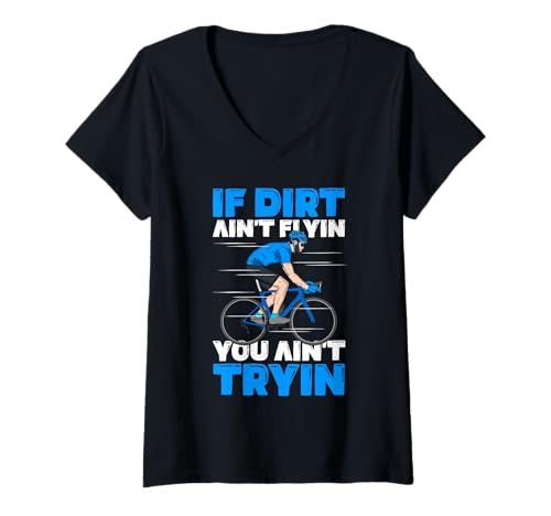 Damen Fahrraddesign „Wenn Dirt Nicht fliegt“ T-Shirt mit V-Ausschnitt Damen Fahrraddesign „Wenn Dirt Nicht fliegt“ T-Shirt mit V-Ausschnitt von Cycling Passion Designs