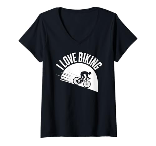 Damen Ich Liebe Radfahren Adventure Spirit T-Shirt mit V-Ausschnitt Damen Ich Liebe Radfahren Adventure Spirit T-Shirt mit V-Ausschnitt von Cycling Passion Enthusiast Riders