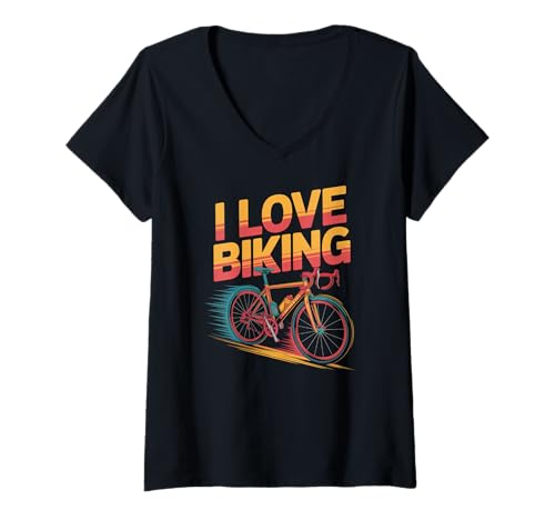 Damen Ich Liebe Biking Ride Freedom Joy T-Shirt mit V-Ausschnitt Damen Ich Liebe Biking Ride Freedom Joy T-Shirt mit V-Ausschnitt von Cycling Passion Enthusiasts Ride