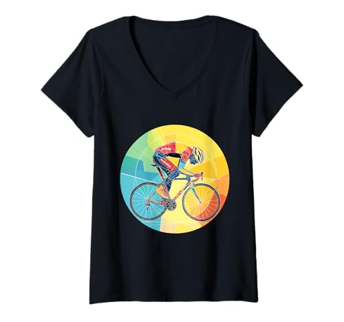 Damen Radfahrer T-Shirt mit V-Ausschnitt Damen Radfahrer T-Shirt mit V-Ausschnitt von Cycling and Cyclist Design