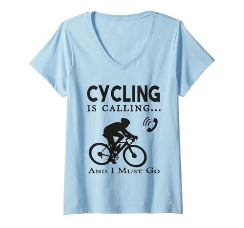 Damen Radfahren Ruft und ich muss gehen Lustiger Radsportliebhaber T-Shirt mit V-Ausschnitt Damen Radfahren Ruft und ich muss gehen Lustiger Radsportliebhaber T-Shirt mit V-Ausschnitt von Cycling is Calling and i must go