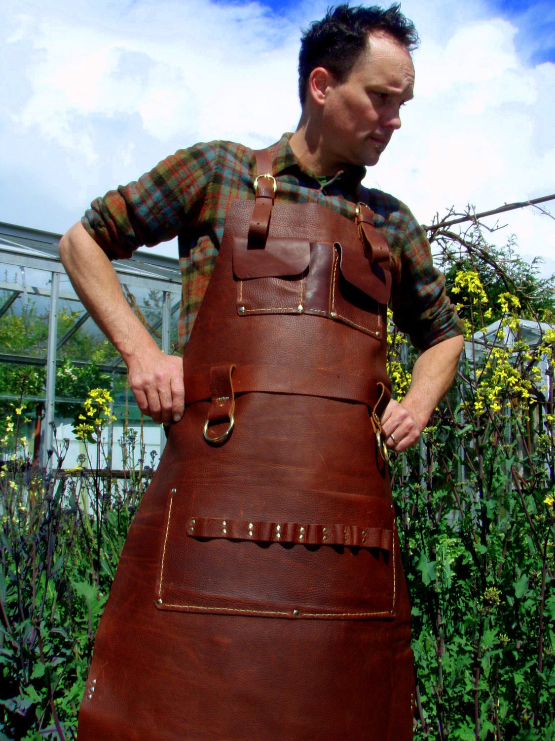 Lederschürze Woodworker's Super Deluxe Taschen Mit Messingringen Lederschürze Woodworker's Super Deluxe Taschen Mit Messingringen von CyclonaDesigns