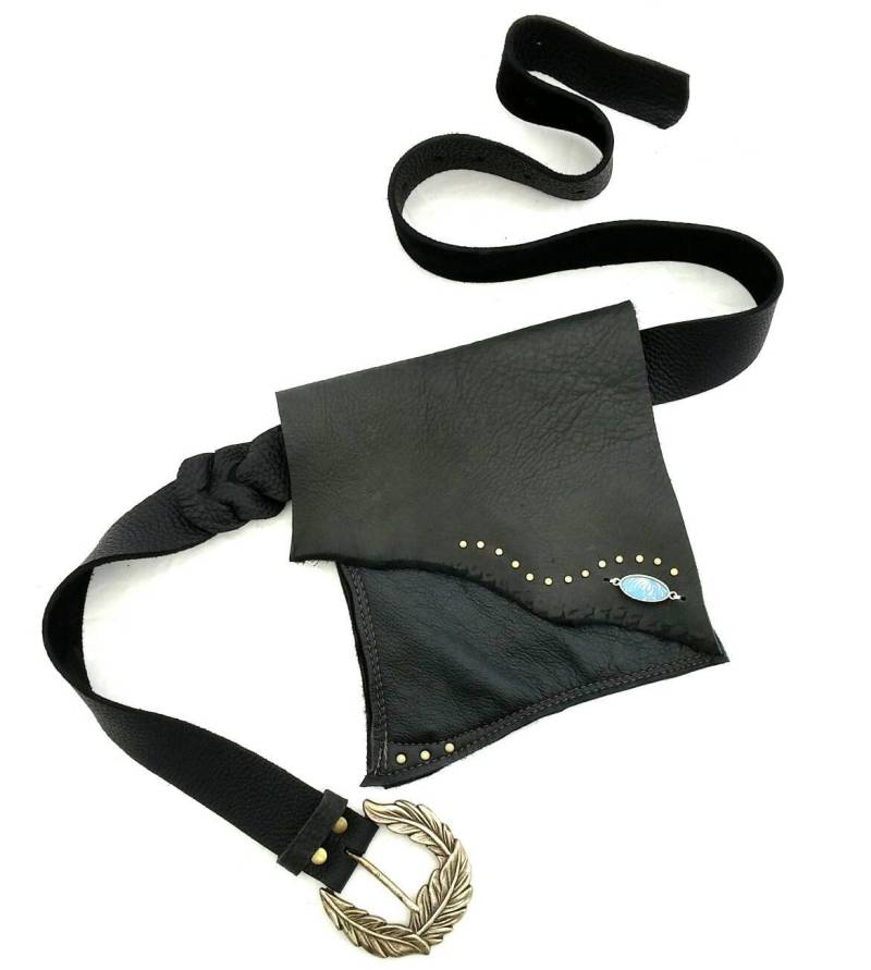 Schwarze Leder Hüfttasche Shi Studio Gürteltasche Schwarze Leder Hüfttasche Shi Studio Gürteltasche von CyclonaDesigns