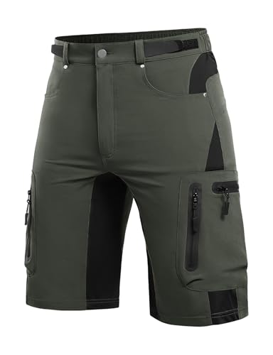 Cycorld Kurze Hosen Herren, Wanderhose Atmungsaktiv mit 6 Taschen Leichte Schneltrocknen Fahrradhose MTB Hose Radlerhose Manner Kurz Cargo Bermuda Shorts Treking Outdoorhose Sommer(Grün,M) von Cycorld