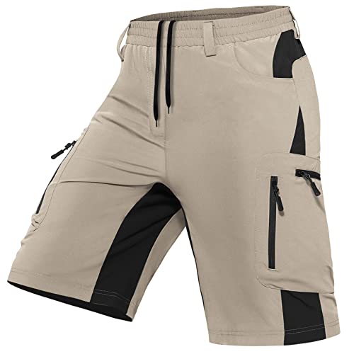 Cycorld Kurze-Hosen-Herren-Shorts, Wanderhose-Herren-Kurz-Schnell-Trocknend-Cargo-Bermuda-Cargo-Chino-Shorts-MTB-Hose Laufhose Sporthose Arbeitshosen Männer Kurz Sommerhose(Beige,L) von Cycorld