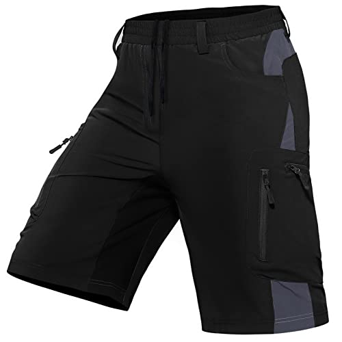 Cycorld Kurze-Hosen-Herren-Shorts, Wanderhose Herren Kurz Leicht Cargo Bermuda Cargo Chino Shorts Schnelltrocknend MTB-Hose Laufhose Sporthose Arbeitshosen Männer Kurz Sommerhose(Schwarz,L) von Cycorld