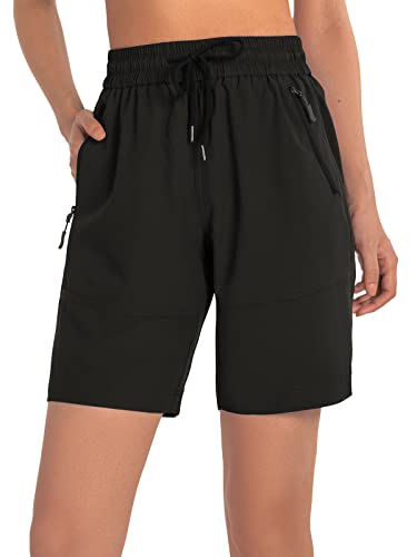 Cycorld Kurze-Hose-Damen, Shorts Damen MTB Hose Schnelltrocknend Bermuda Shorts Damen Leicht Wanderhose Kurz Cargo Shorts Laufhose Sweat Shorts Damen Sporthose Kurz Summer (Schwarz, M) von Cycorld