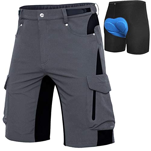 Cycorld MTB Hose Herren Fahrradhose mit Gepolstert, Schnelltrocknende MTB Shorts Herren Mountainbike Hose Baggy Bike Shorts, Atmungsaktiv Radhose mit Verstellbaren Klettverschlüssen (Grau, S) von Cycorld