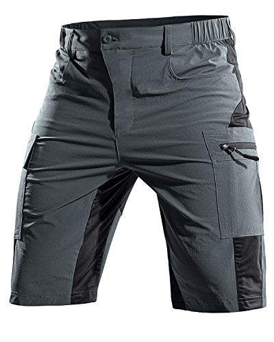 Cycorld Kurze-Hosen-Herren,Wanderhose MTB Hose Herren Kurz Atmungsaktiv Schnelltrocknende Bermuda Cargo Shorts Arbeitshosen Männer Kurz Radhose Fahrradhose Mountainbike(Grau,3XL) von Cycorld