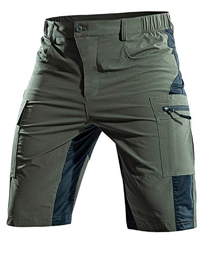 Cycorld Kurze-Hosen-Herren,Wanderhose MTB Hose Herren Kurz Atmungsaktiv Schnelltrocknende Bermuda Cargo Shorts Arbeitshosen Männer Kurz Radhose Fahrradhose Mountainbike(Grün,3XL) von Cycorld