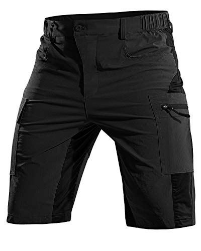 Cycorld Kurze-Hosen-Herren,Wanderhose MTB Hose Herren Kurz Atmungsaktiv Schnelltrocknende Bermuda Cargo Shorts Arbeitshosen Männer Kurz Radhose Fahrradhose Mountainbike(Schwarz,3XL) von Cycorld