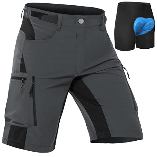 Cycorld MTB Hose Herren Radhose, Schnelltrocknend Mountainbike Hose Fahrradhose mit 4D Sitzpolster, Elastische Sport Radlerhose Shorts (as3, Alpha, x_l, Regular, Regular, Upgrade Dunkelgrau) von Cycorld