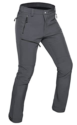 Cycorld Wanderhose-Damen-Outdoorhose-Winter,Wasserdicht Skihose Warm Thermohose Softshellhose Gefüttert Trekkinghose Schneehose Damen Snowboardhose Regenhose Kletterhose Winter (Hellgrau, XXL) von Cycorld