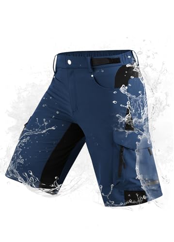 Cycorld Kurze Hosen Herren, Wanderhose Herren Kurz Stretch Cargo Shorts Herren Bermuda Shorts Herren SchnellTrocknend mit 6 Taschen Outdoor-Trekking-Radfahren Hose Kurz (Indigo, L) von Cycorld