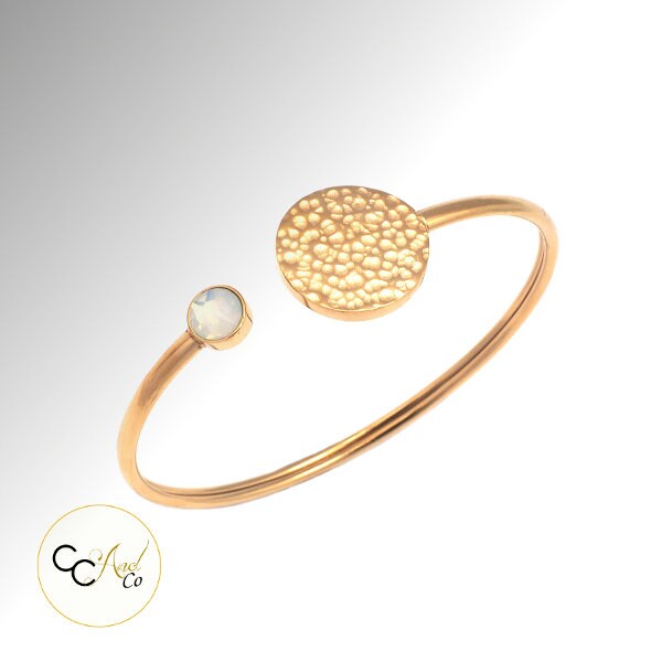 Armband Bandstahl Rostfrei Gehämmert Kreis Swarovski Crystal/Edelstahl-Armband Mit Swarovski-Kristall-Ring Armband Bandstahl Rostfrei Gehämmert Kreis Swarovski Crystal/Edelstahl-Armband Mit Swarovski-Kristall-Ring von Cycreaandco