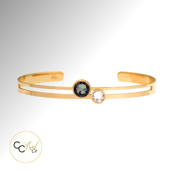 Armband Edelstahlring Mit 2 Echten Swarovski-Kristallen Geschmückt/Edelstahl-Armband Armband Edelstahlring Mit 2 Echten Swarovski-Kristallen Geschmückt/Edelstahl-Armband von Cycreaandco