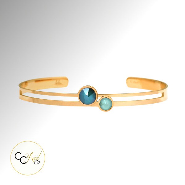 Armband Edelstahlring Mit 2 Echten Swarovski-Kristallen Geschmückt/Edelstahl-Armband Armband Edelstahlring Mit 2 Echten Swarovski-Kristallen Geschmückt/Edelstahl-Armband von Cycreaandco
