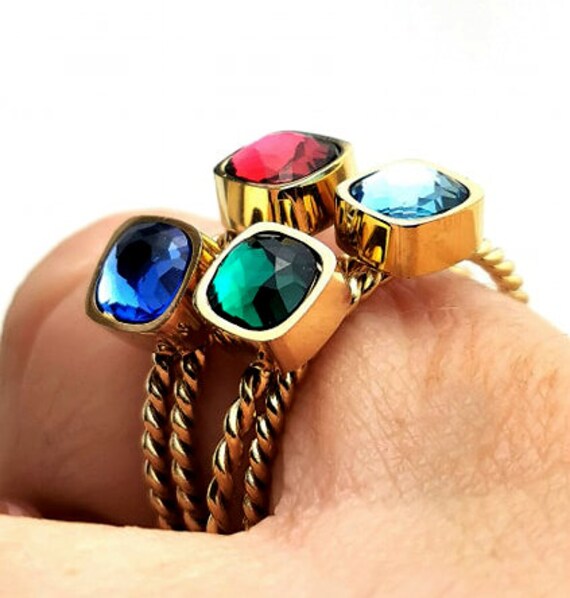 Carla Ringe Aus Swarovski Kristallgold Edelstahl von Cycreaandco
