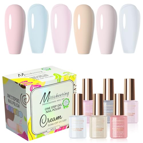 Cycullinyt 6Pcs One Step Gel Nagellack Set, 3 in 1 Keine Notwendigkeit Basis und Top Coat, 15ml Einweichen von LED UV Weiß Licht Rosa Nude Nagel Gel Polish Maniküre Kit für Frauen Mädchen Cycullinyt 6Pcs One Step Gel Nagellack Set, 3 in 1 Keine Notwendigkeit Basis und Top Coat, 15ml Einweichen von LED UV Weiß Licht Rosa Nude Nagel Gel Polish Maniküre Kit für Frauen Mädchen von Cycullinyt