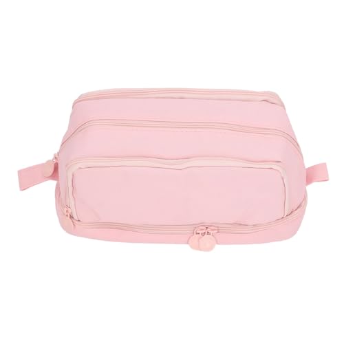 Großkapazität Dual Opening Canvas Pencil Case Tragbares Mehrzweckstiftbeutel für die Schulbibliothek (Rosig) von Cygmophing
