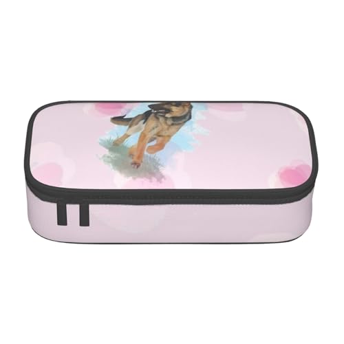 Federmäppchen mit Aufdruck Deutscher Schäferhund, großes Fassungsvermögen, Schreibtisch-Organizer für Schule und Büro, Schwarz, Einheitsgröße, Schwarz , one size, Kosmetiktasche von Cykazhst