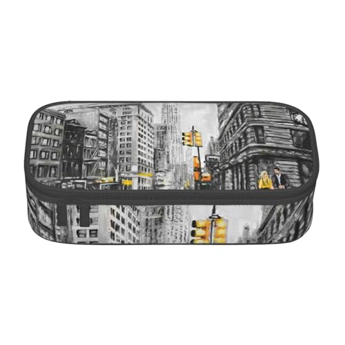 Federmäppchen mit Aufdruck "Love from New York", großes Fassungsvermögen, Schreibwarenetui, Stifthalter, Schreibtisch-Organizer für Schule, Bürobedarf, Schwarz , Einheitsgröße, Kosmetiktasche von Cykazhst