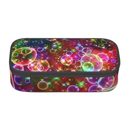 Federmäppchen mit buntem Regenbogen-Stern-Druck, großes Fassungsvermögen, Schreibwaren-Tasche, Stifthalter, Schreibtisch-Organizer für Schule, Bürobedarf, Schwarz , Einheitsgröße, Kosmetiktasche von Cykazhst