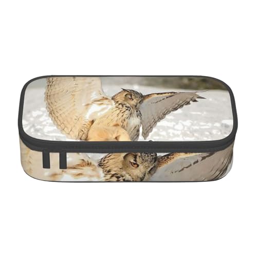 Federmäppchen mit fliegendem Eulen-Motiv, großes Fassungsvermögen, Schreibwaren-Tasche, Stifthalter, Schreibtisch-Organizer für Schule, Bürobedarf, Schwarz , Einheitsgröße, Kosmetiktasche von Cykazhst