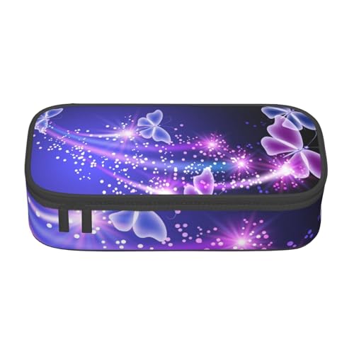 Federmäppchen mit niedlichem Schmetterlings-Aufdruck, großes Fassungsvermögen, Schreibwaren-Tasche, Stifthalter, Schreibtisch-Organizer für Schule, Bürobedarf, Schwarz , Einheitsgröße, Kosmetiktasche von Cykazhst