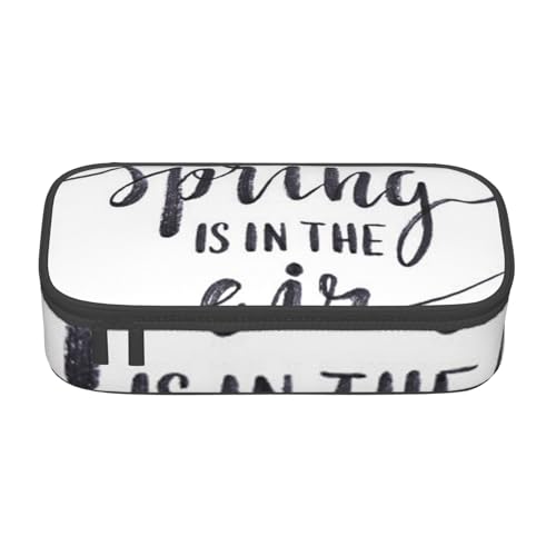 Federmappe mit Aufdruck "Spring is in the Air", großes Fassungsvermögen, Schreibwaren-Tasche, Stifthalter, Schreibtisch-Organizer für Schule, Bürobedarf, Schwarz , Einheitsgröße, Kosmetiktasche von Cykazhst