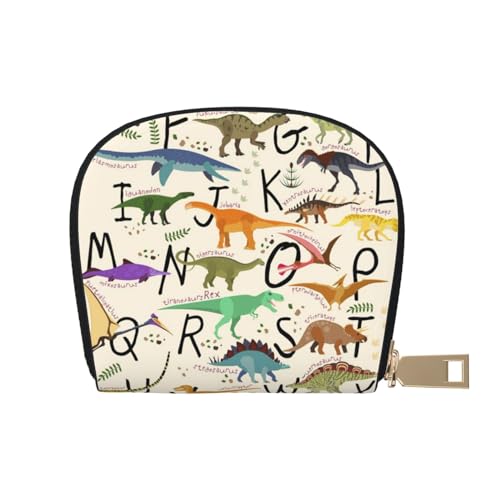 Stilvolle Alphabete mit Dinosauriern, Kreditkartenetui für Damen und Herren, Leder, Reißverschluss, Kartenetui, Akkordeon-Kartenetui, kleine Geldbörse für Reisen, weiß, Einheitsgröße von Cykazhst