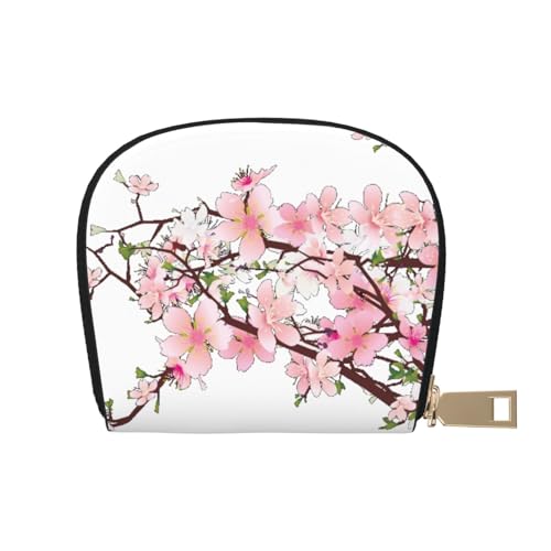 Verlockende Kirschblüten Kreditkartenetui für Damen und Herren, Leder, Reißverschluss, Kartenetui, Akkordeon-Kartenetui, kleine Geldbörse für Reisen, weiß, Einheitsgröße von Cykazhst