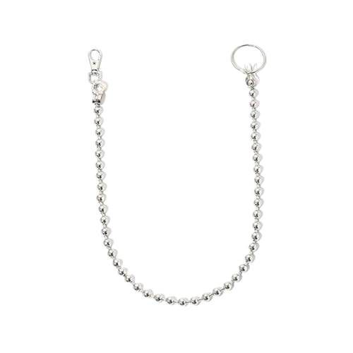 Punk Hip Hop Ball Jeans Hosen Kette für Damen Herren Y2K einfache runde Perlen Hose Rock Geldbörse Tasche Taillengürtel Ketten Hipster Statement Ästhetisch Cool Lock Charm Schlüsselanhänger von Cykdohy