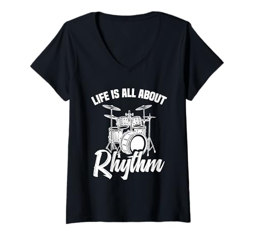 Damen Beckenspieler Schlagzeuger Rhythmus Marching Band Percussionist T-Shirt mit V-Ausschnitt von Cymbals Clothing For Percussionist & Cymbal Lover
