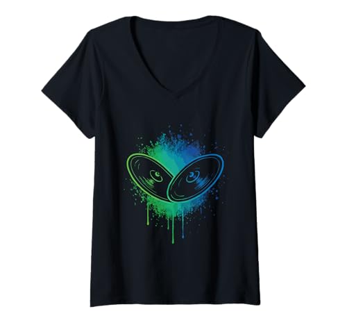 Damen Beckenspieler Schlagzeuger Schlagzeuger Perkussionist T-Shirt mit V-Ausschnitt von Cymbals Clothing For Percussionist & Cymbal Lover